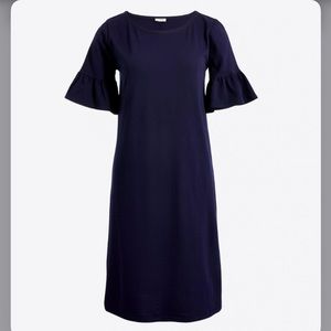 Navy Blue J Crew Dress W. Ruffle Sleeves Size S